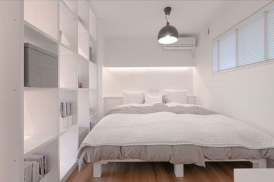 白いベッドと白い寝室